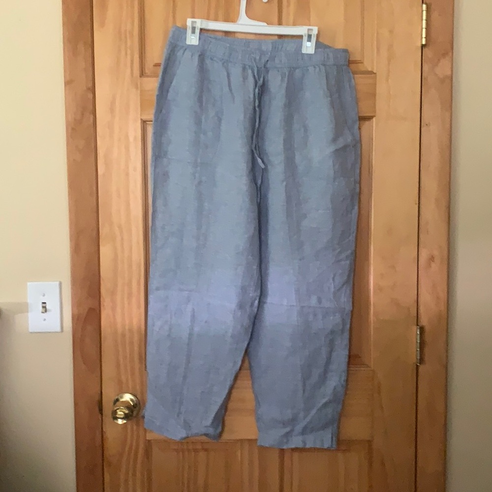 Light blue loose fitting linen pants